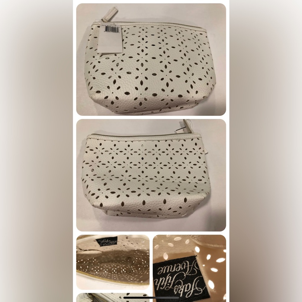 New with tag! Saks Fifth Avenue 'White Faux Leather Bag' New 10” X 6.5”